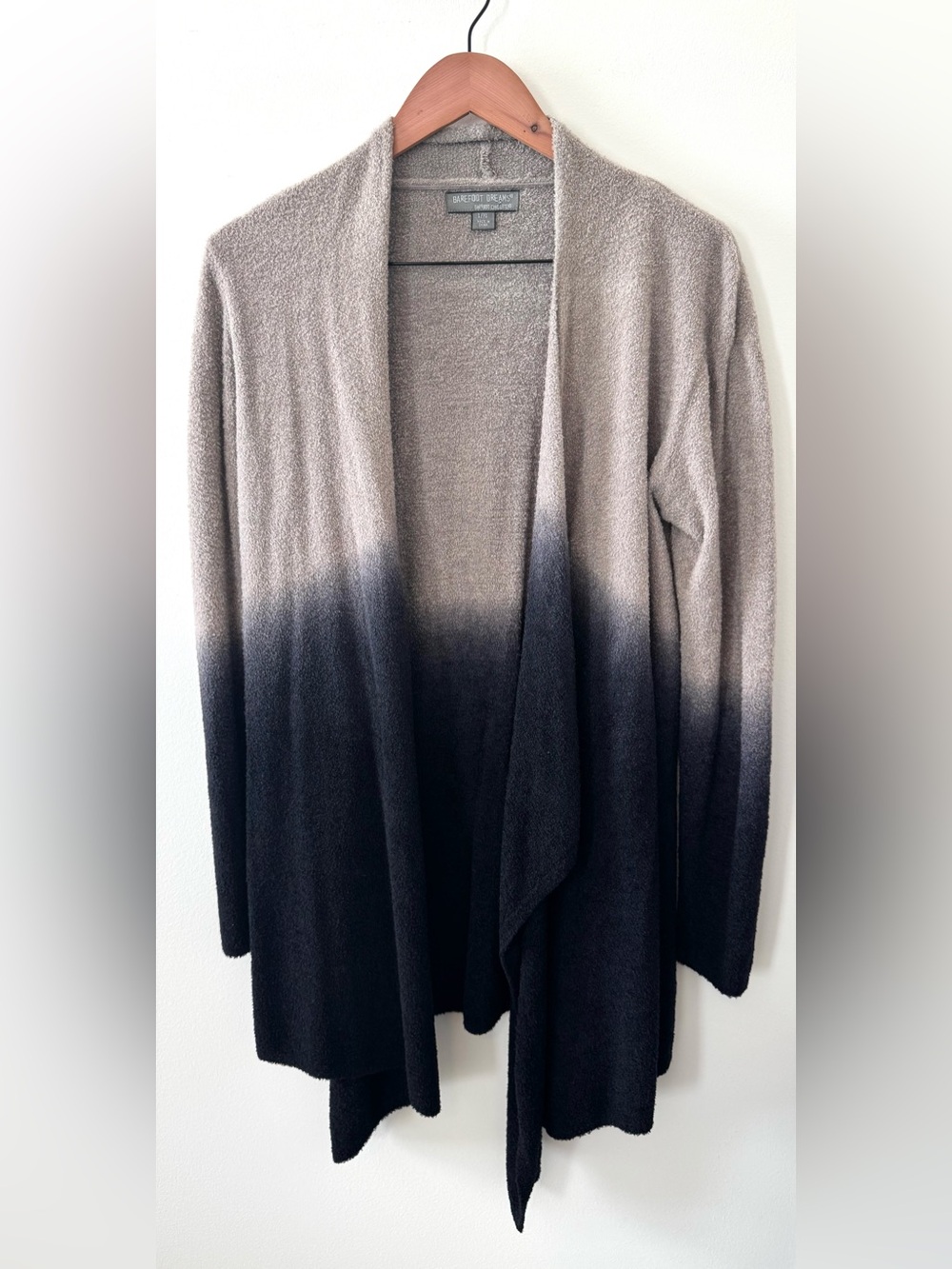 Barefoot Dreams L/XL Bamboo Chic Lite Ombre Cardigan Gray Navy Blue Calypso Wrap